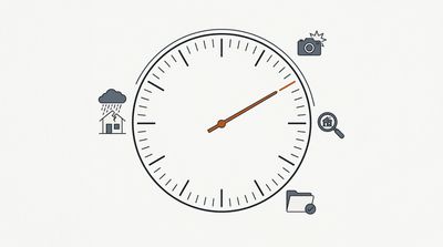 A 48-hour clock face marking the stages of documenting storm damage