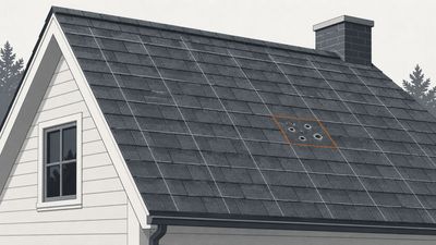 Roof plane divided into a measurement grid with one inspection test square highlighted